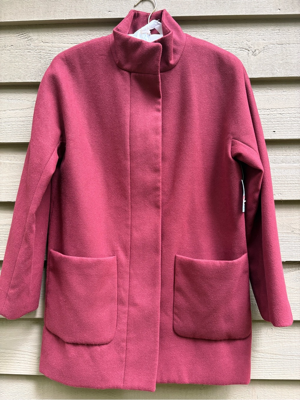 Women's Burgundy Stand Collar Coat New with Tags
